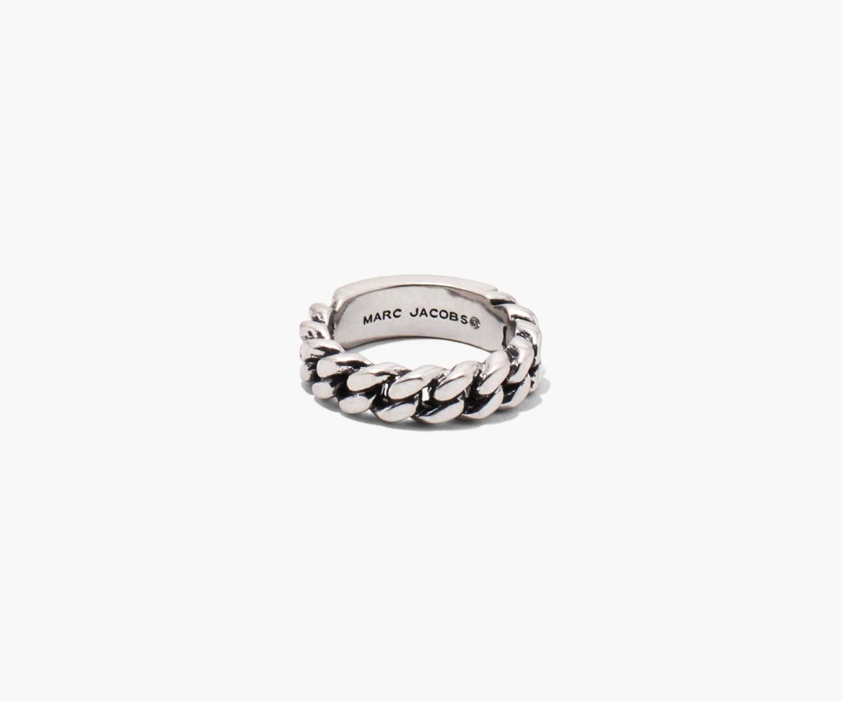 Marc Jacobs Barcode Monogram ID Chain Ring Stříbrné | CPJNX4970