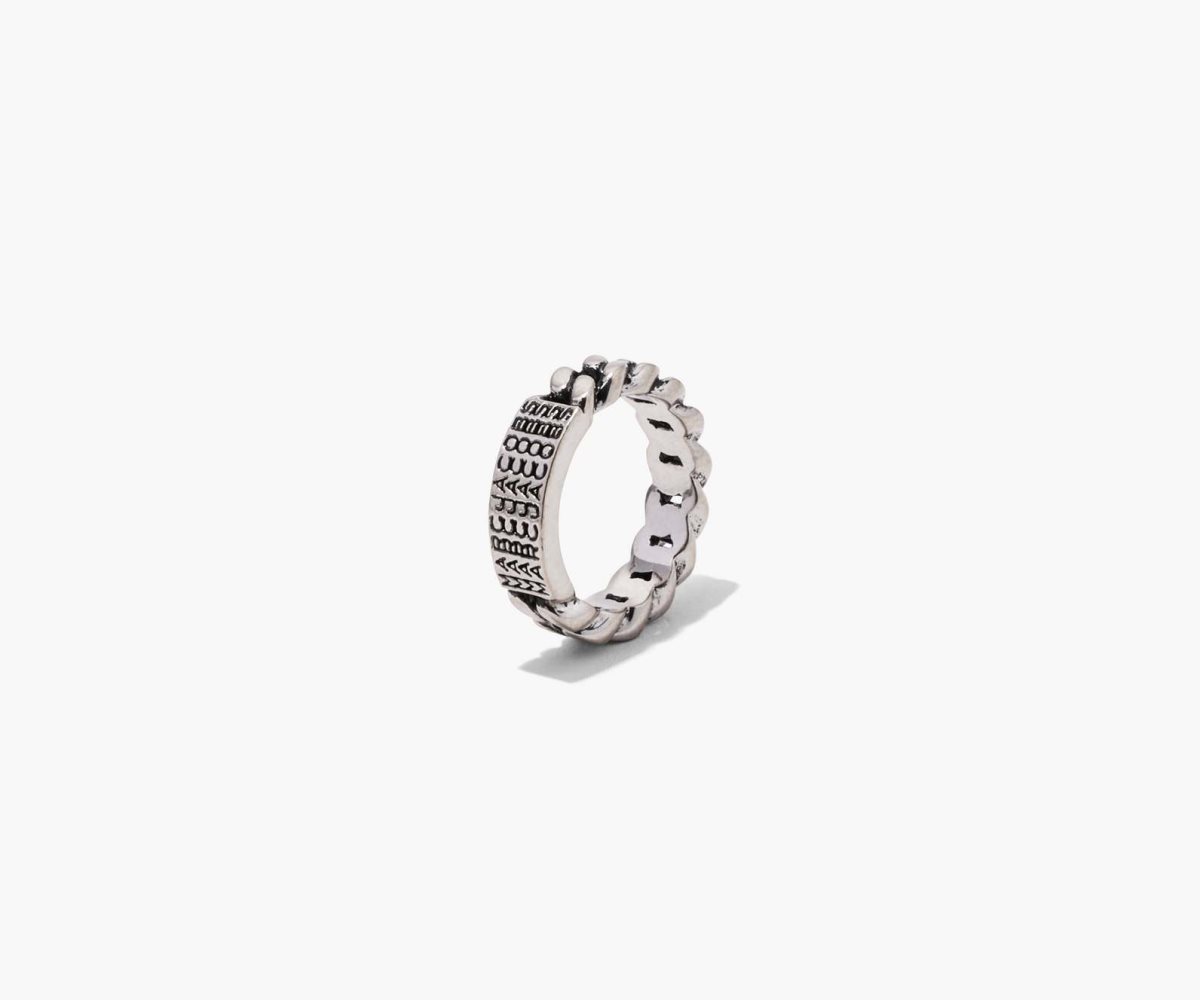 Marc Jacobs Barcode Monogram ID Chain Ring Stříbrné | CPJNX4970