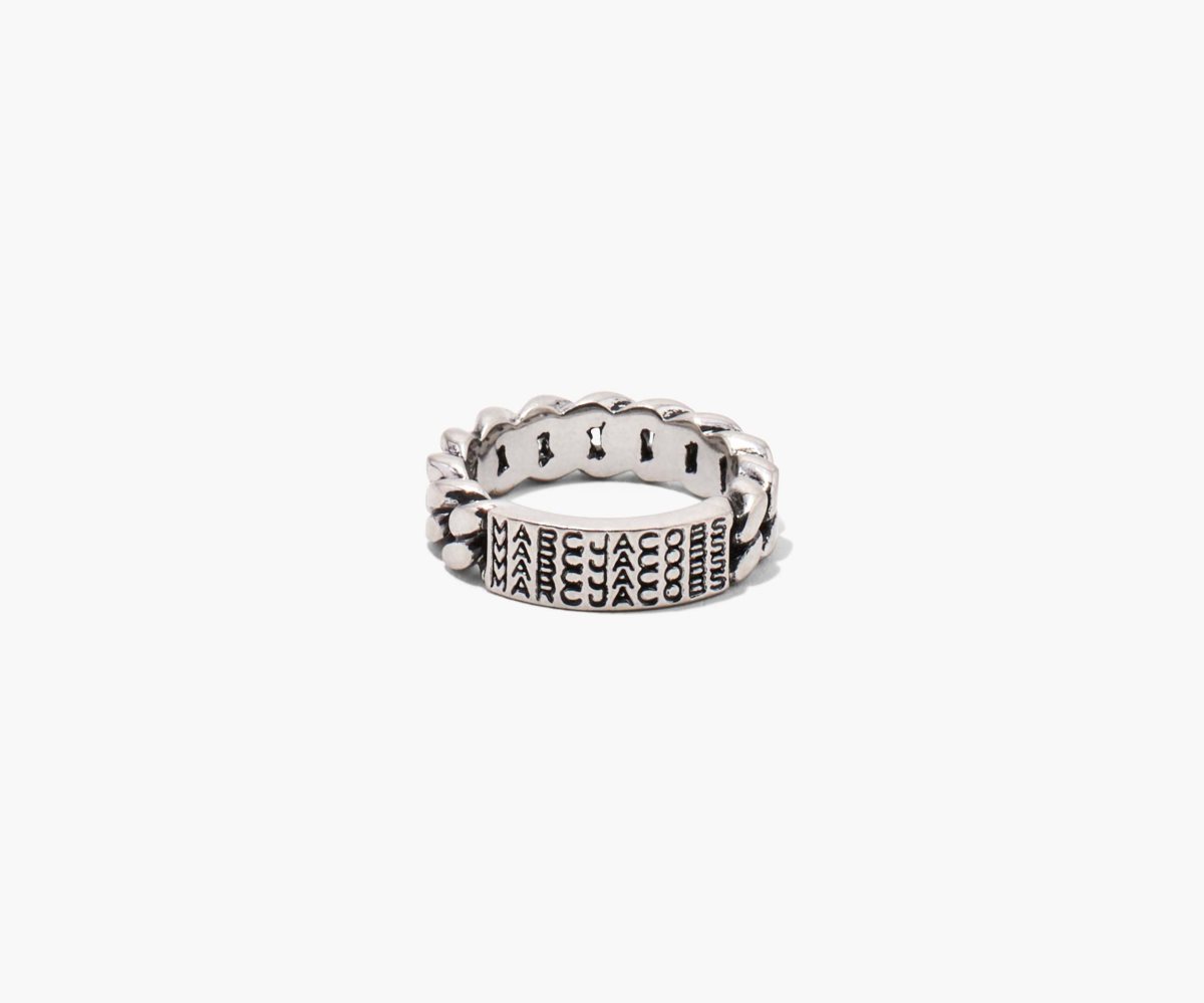 Marc Jacobs Barcode Monogram ID Chain Ring Stříbrné | CPJNX4970