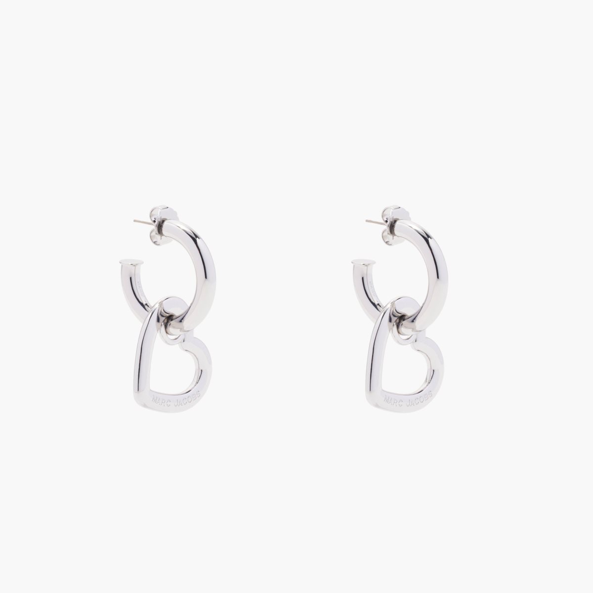 Marc Jacobs Charmed Double Heart Hoops Stříbrné | UELXG9237