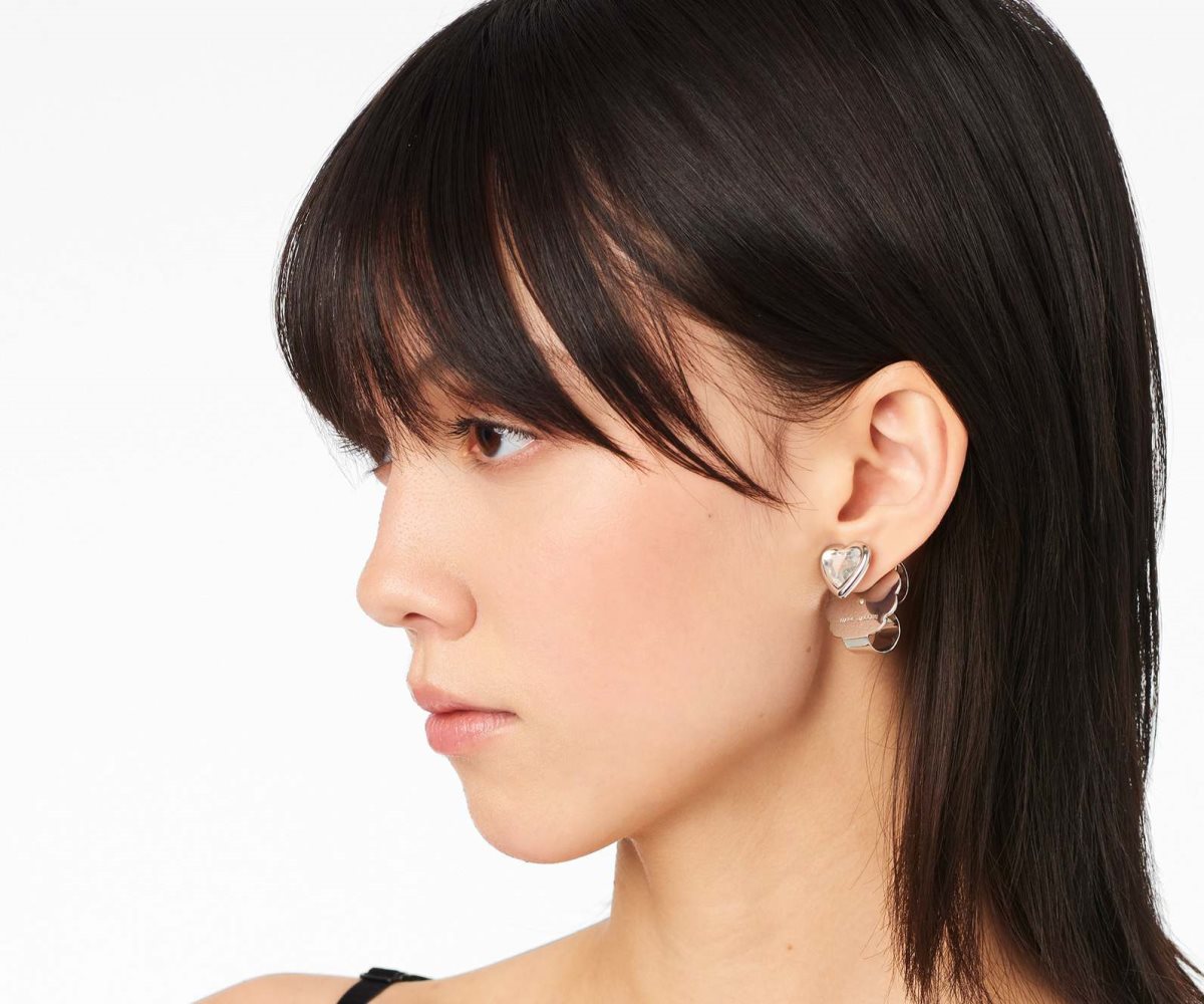 Marc Jacobs Charmed Heart Stud Earrings Stříbrné | TINXR7901