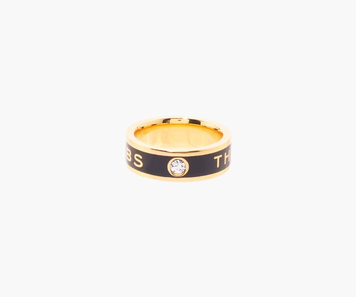 Marc Jacobs Medallion Ring Černé Zlaté | LBQSO0378