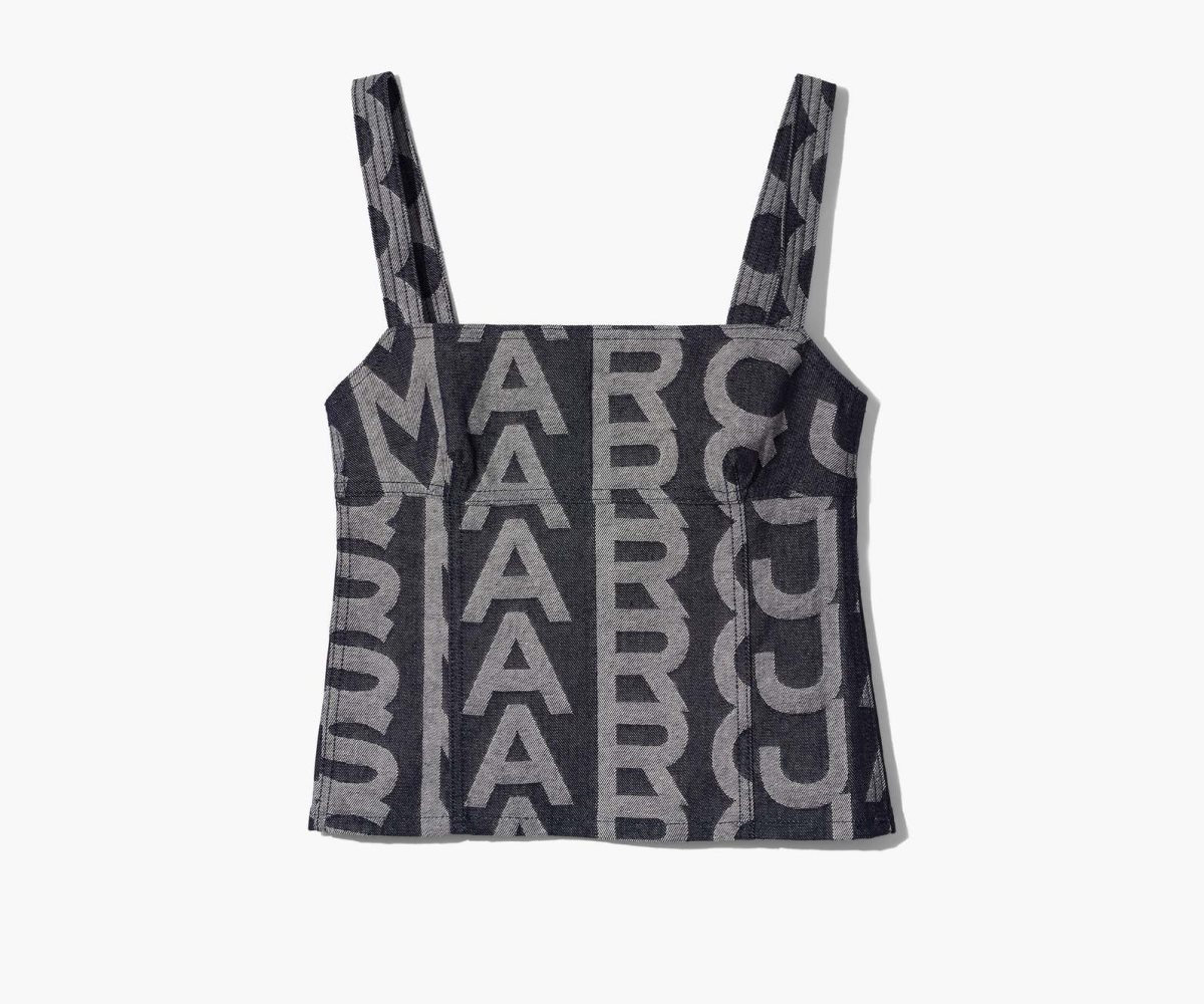 Marc Jacobs Monogram Denim Bustier Top Blankyt | LEBGU9873