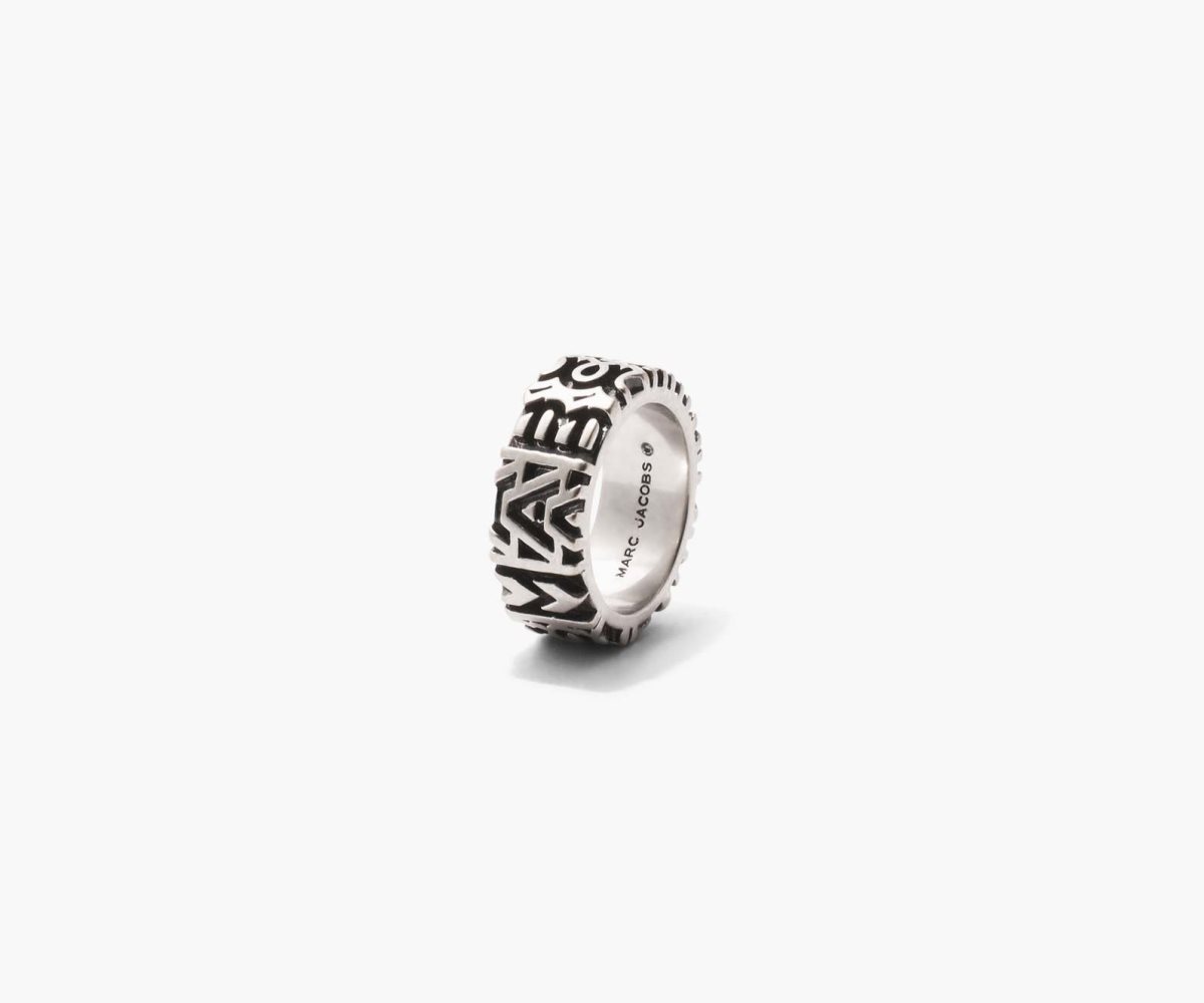 Marc Jacobs Monogram Engraved Ring Stříbrné | NOSPF7584