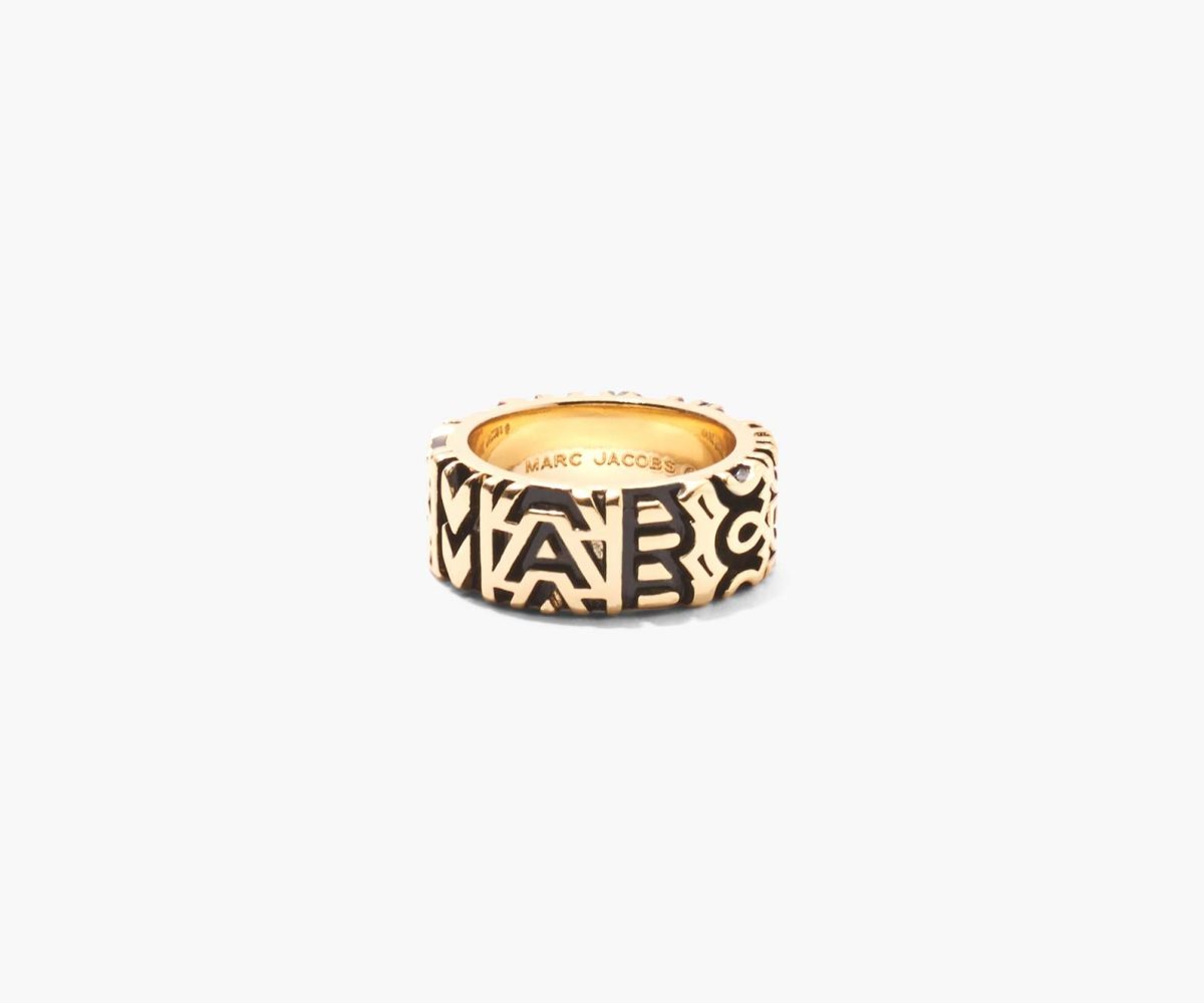 Marc Jacobs Monogram Engraved Ring Zlaté | QVBFT3809