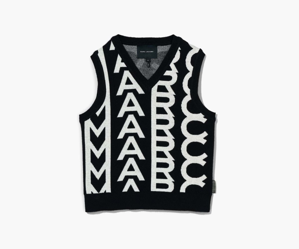 Marc Jacobs Monogram Knit Vest Černé Bílé | FRDNG1035