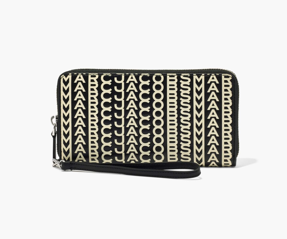 Marc Jacobs Monogram Læder Continental Wristlet Wallet Černé Bílé | QBNLU5730