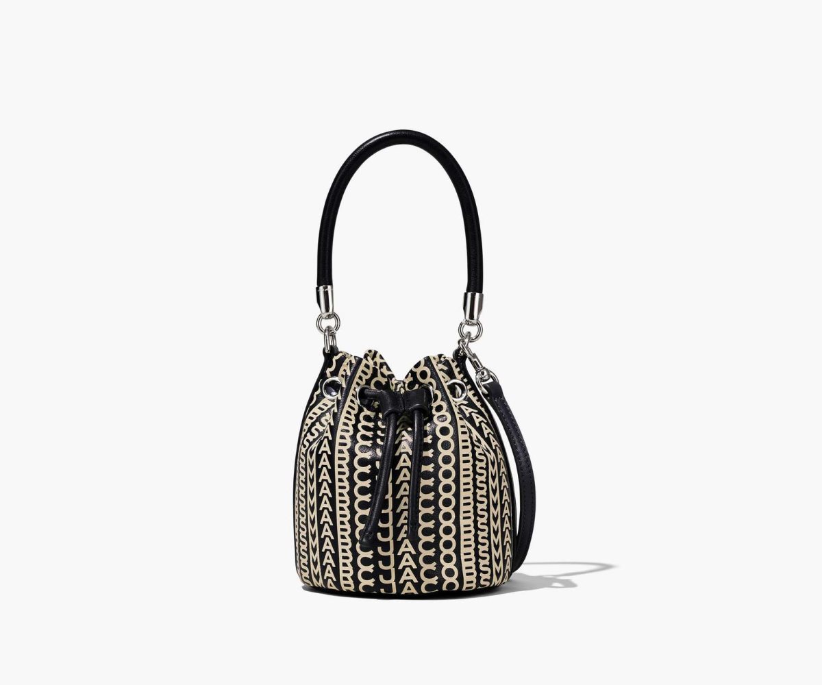 Marc Jacobs Monogram Læder Micro Bucket Bag Černé Bílé | EKLPA0167