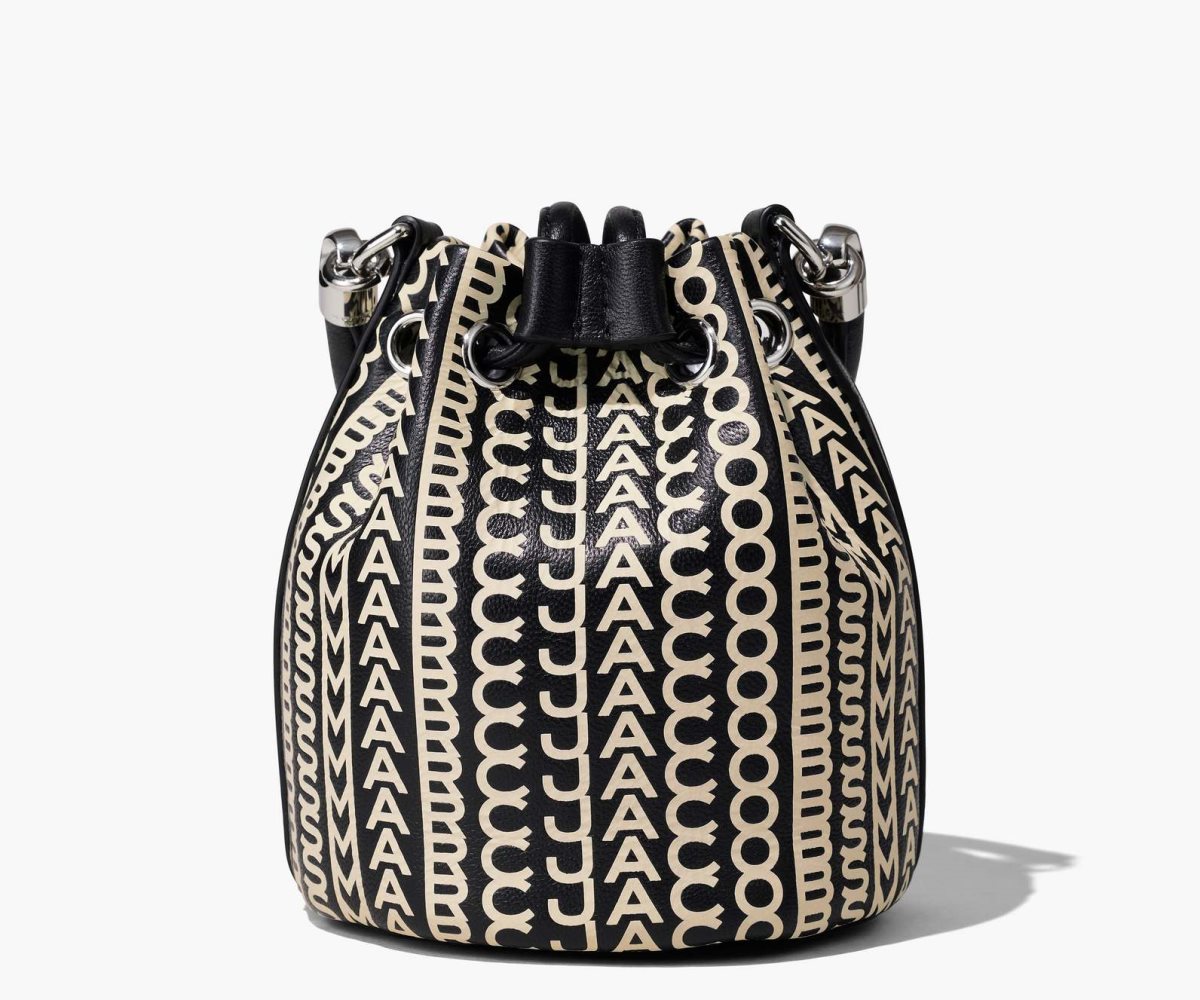 Marc Jacobs Monogram Læder Micro Bucket Bag Černé Bílé | EKLPA0167