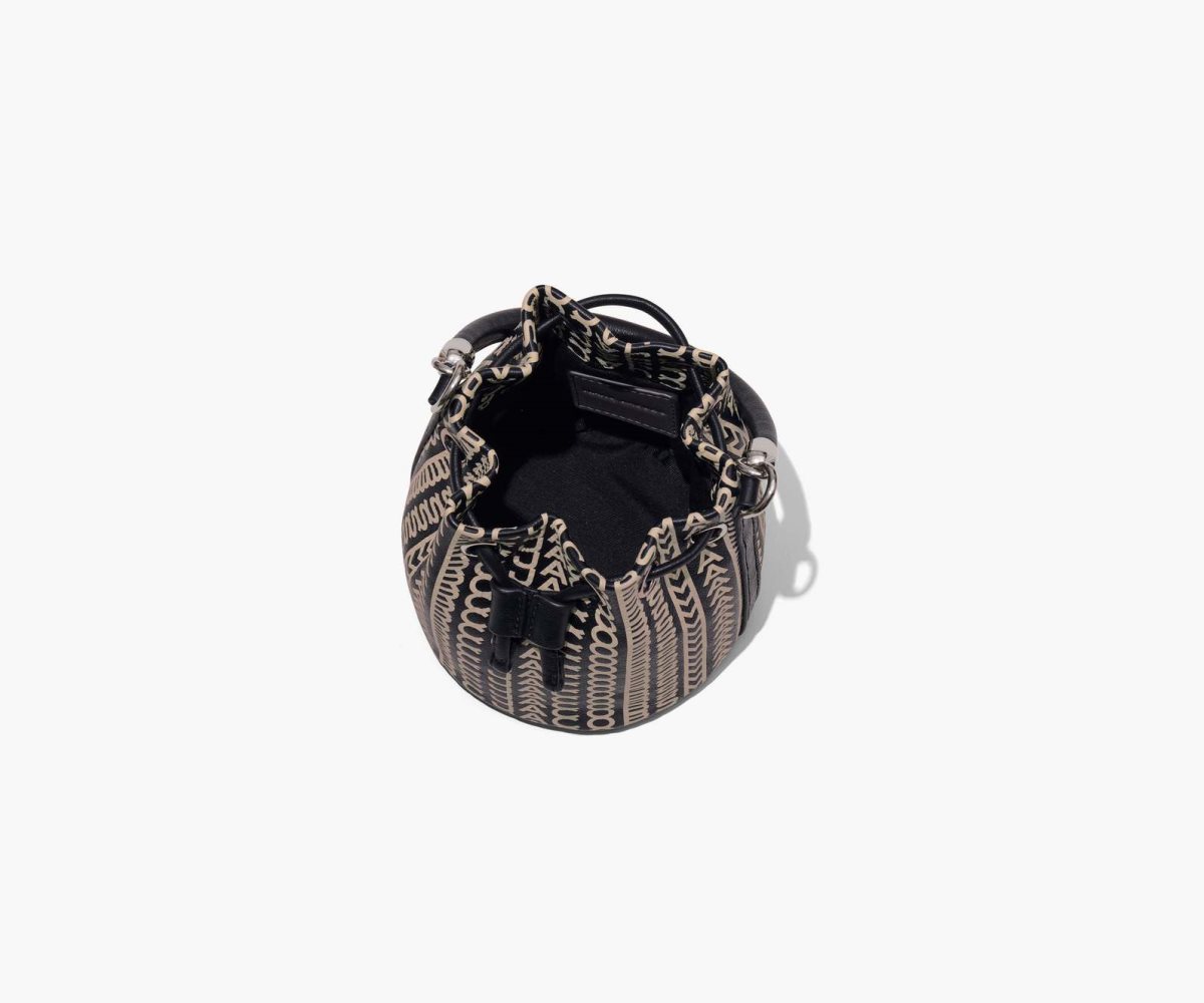 Marc Jacobs Monogram Læder Micro Bucket Bag Černé Bílé | EKLPA0167