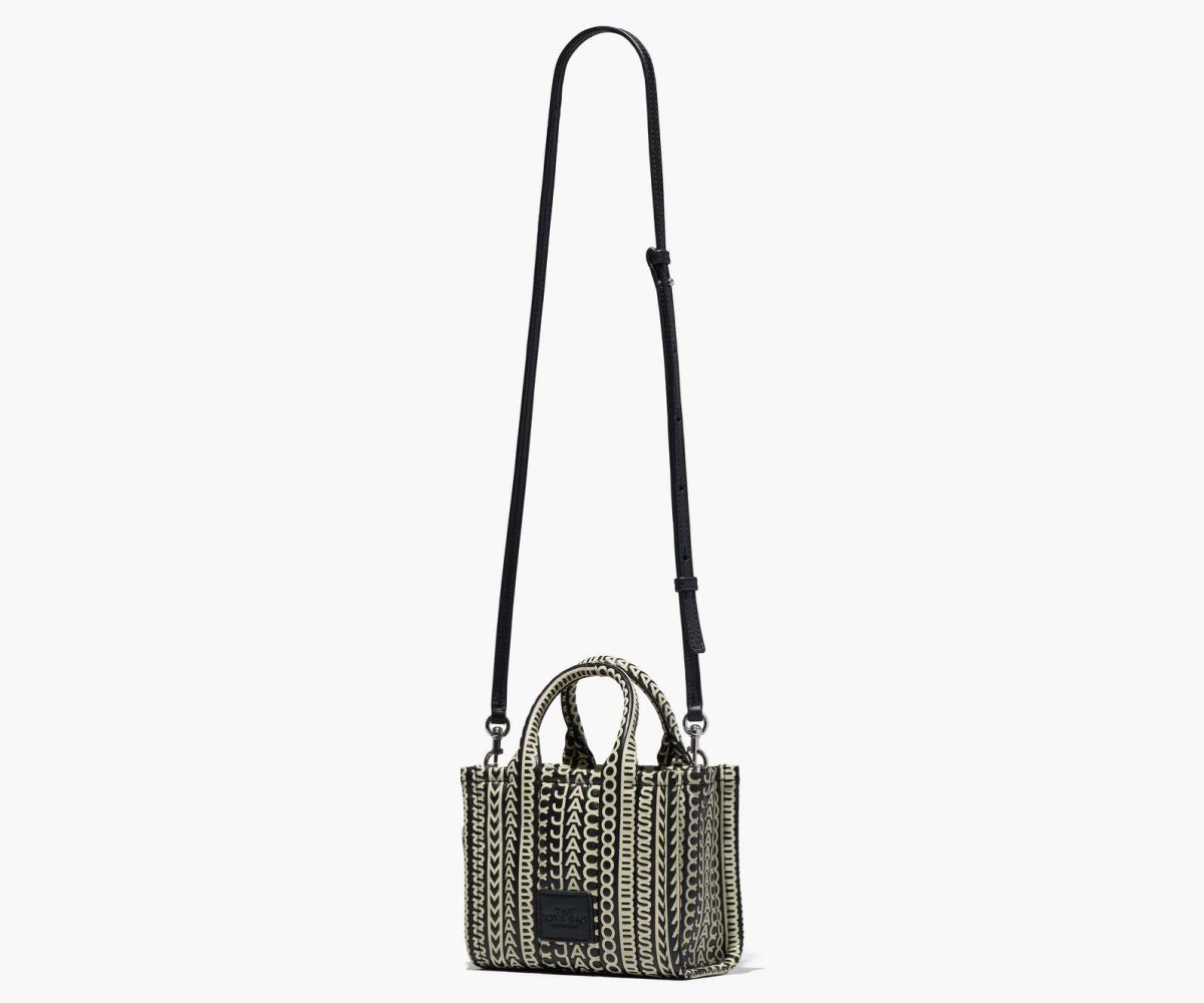 Marc Jacobs Monogram Læder Micro Tote Černé Bílé | EWAXY5907