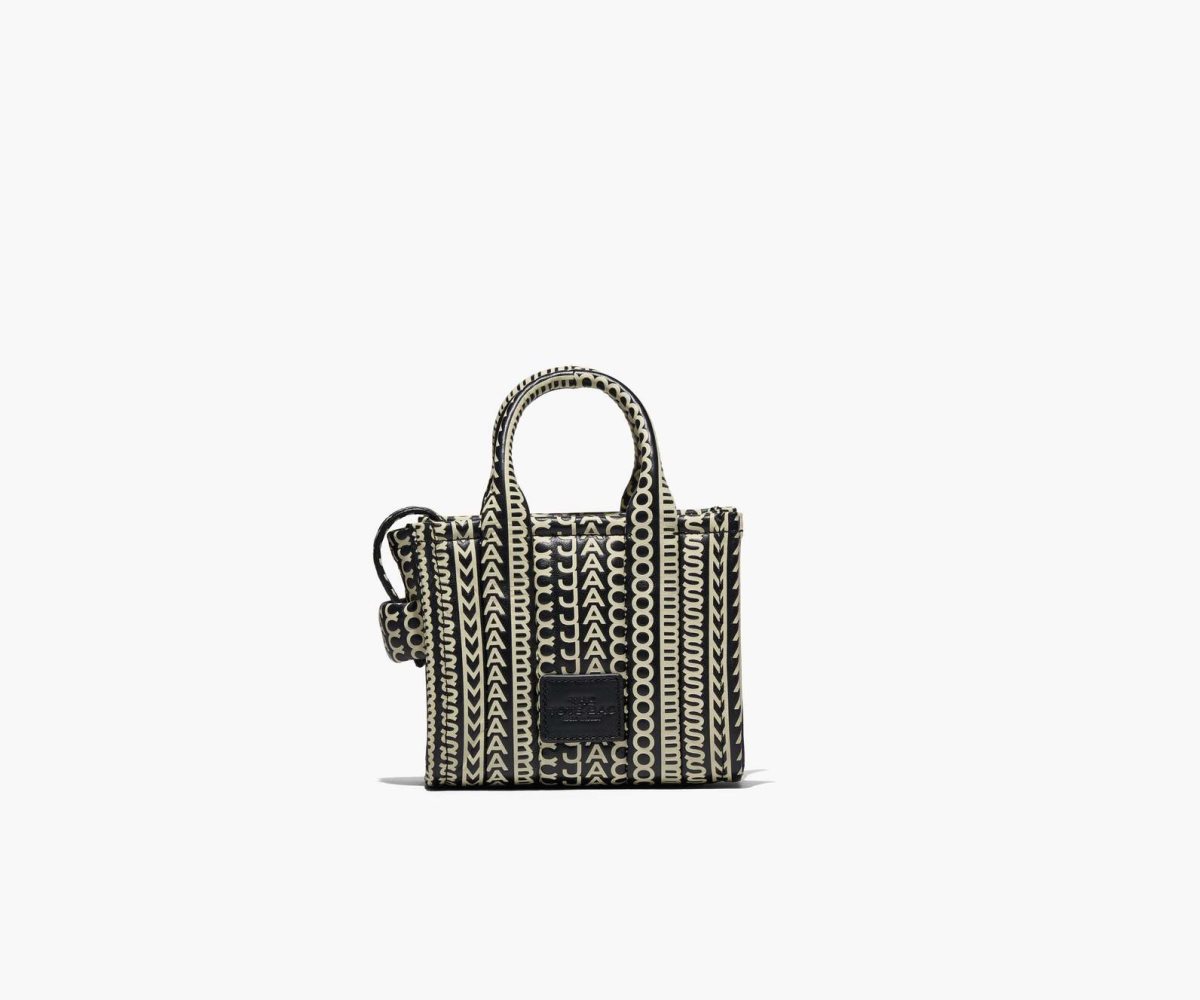 Marc Jacobs Monogram Læder Micro Tote Černé Bílé | EWAXY5907