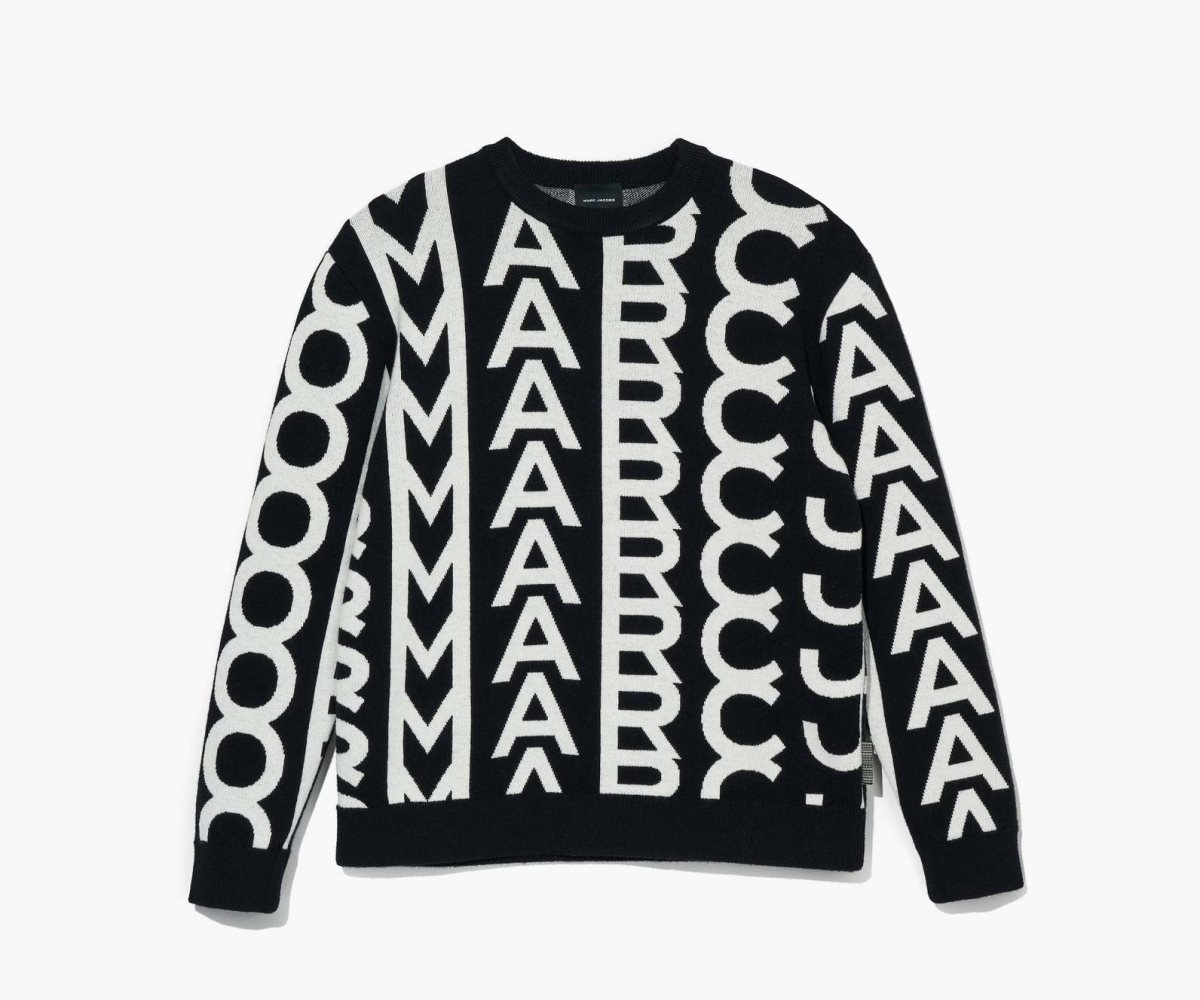 Marc Jacobs Monogram Oversized Crewneck Černé Bílé | DGFXI4715