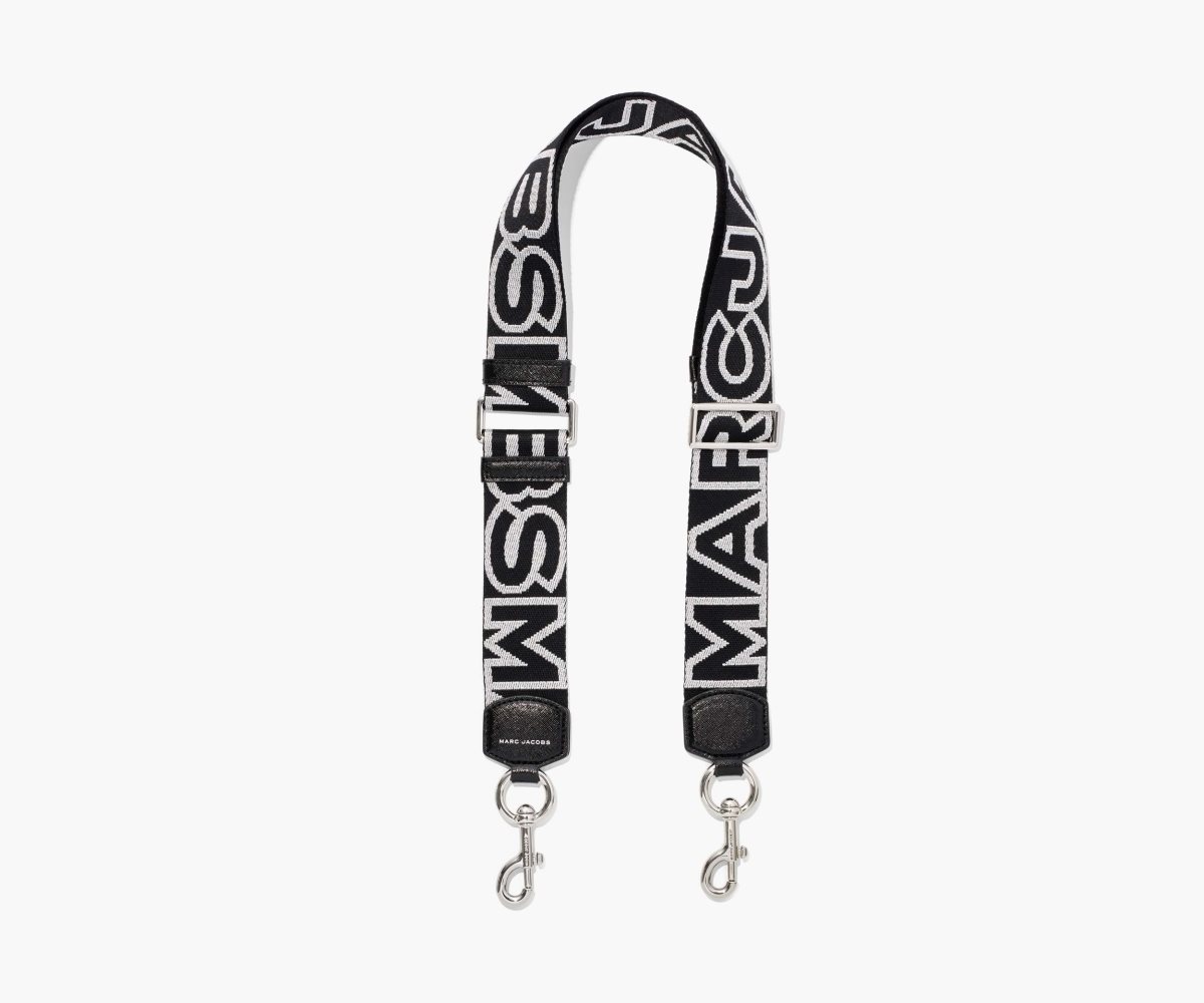 Marc Jacobs Outline Logo Webbing Páskové Černé Stříbrné | EBQDL6193