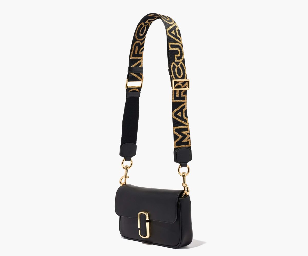 Marc Jacobs Outline Logo Webbing Páskové Černé Zlaté | GMNZR7236