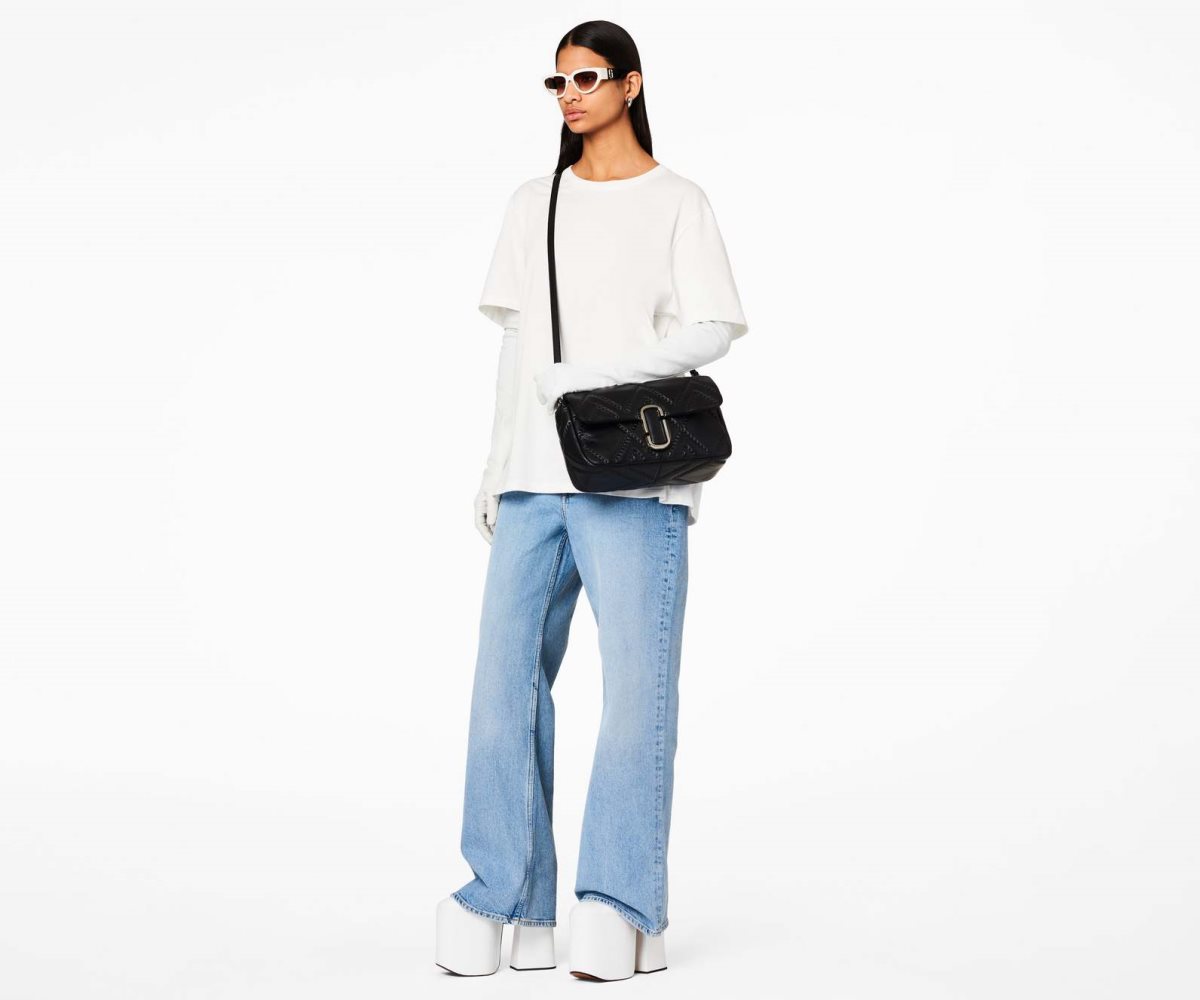 Marc Jacobs Prošívaný Læder J Marc Large Shoulder Bag Černé | RQTEB5137