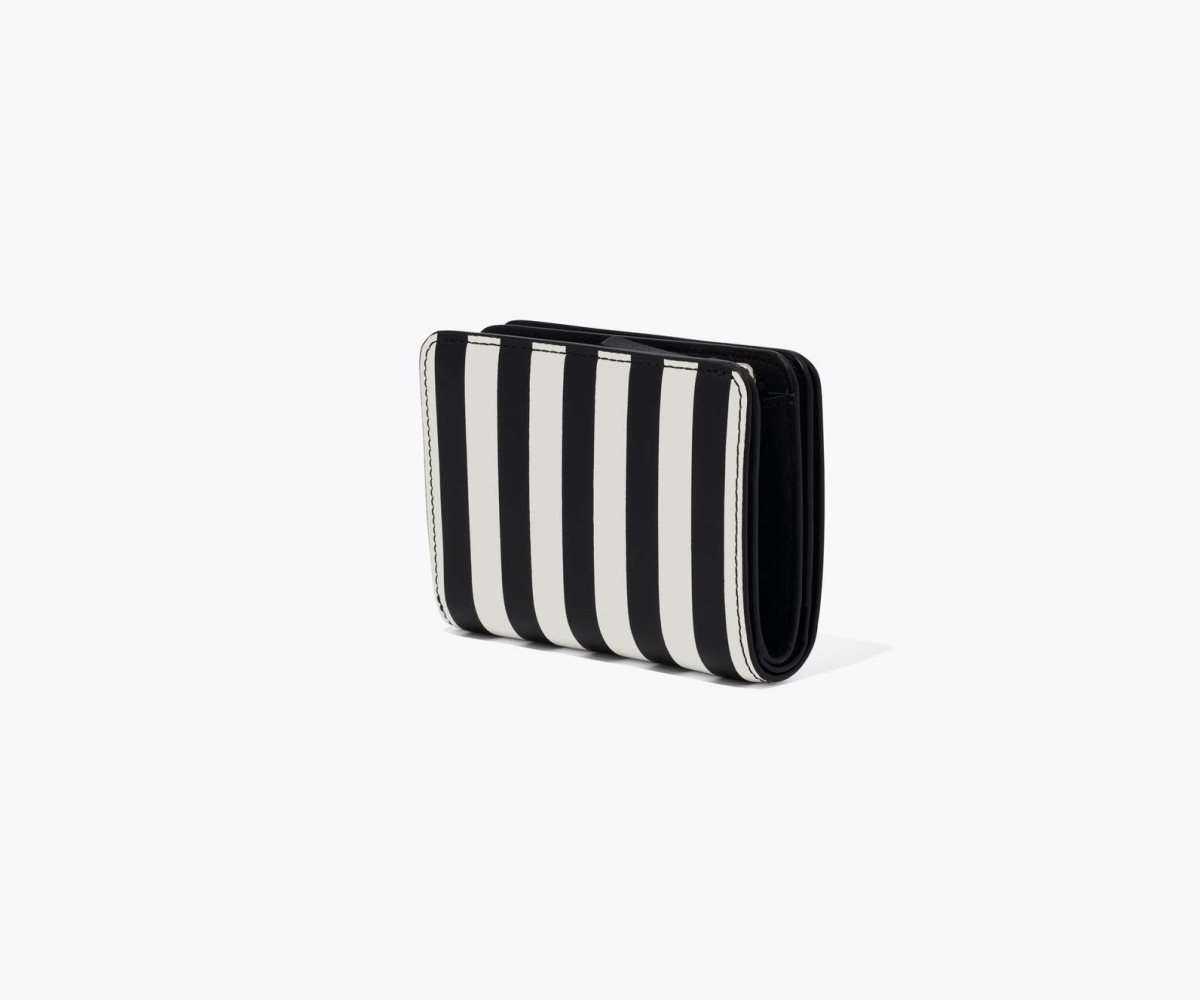 Marc Jacobs Pruhovaný J Marc Mini Compact Wallet Černé Bílé | GIZTP4613