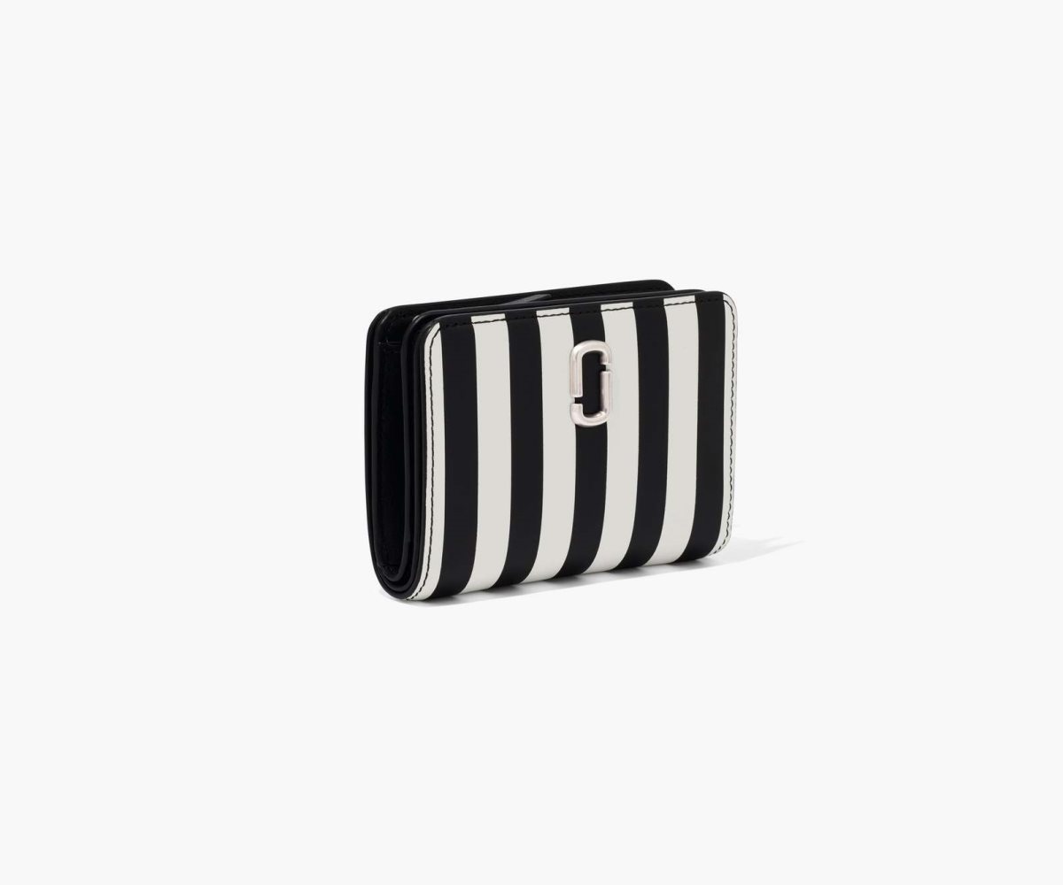 Marc Jacobs Pruhovaný J Marc Mini Compact Wallet Černé Bílé | GIZTP4613