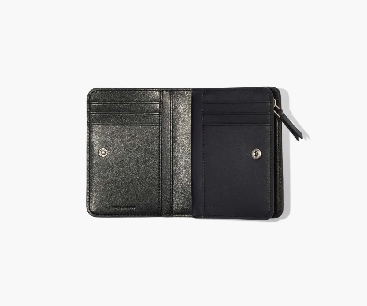 Marc Jacobs Pruhovaný J Marc Mini Compact Wallet Černé Bílé | GIZTP4613