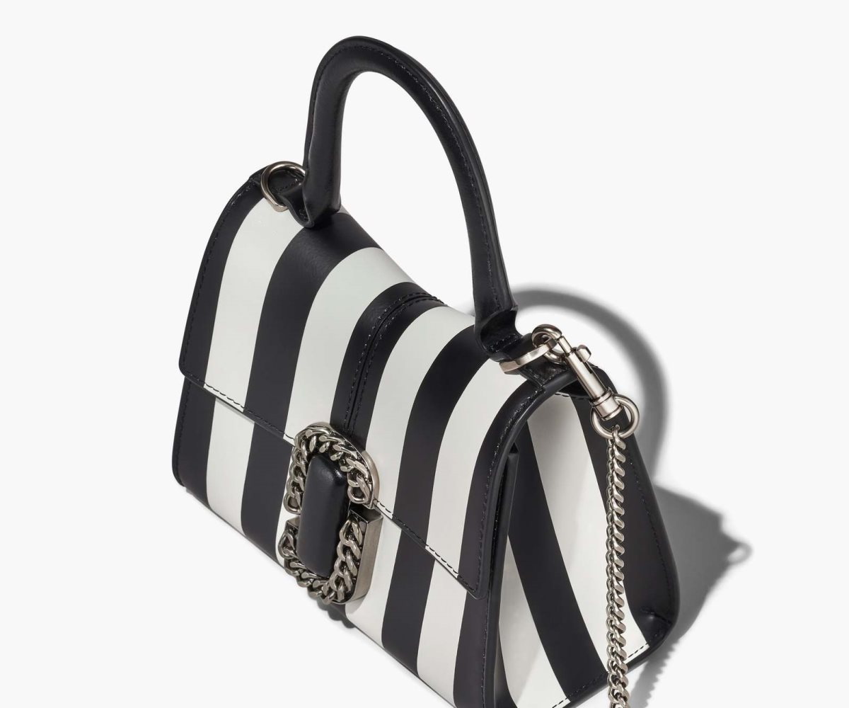 Marc Jacobs Pruhovaný St. Marc Mini Top Handle Černé Bílé | CWDOX7540