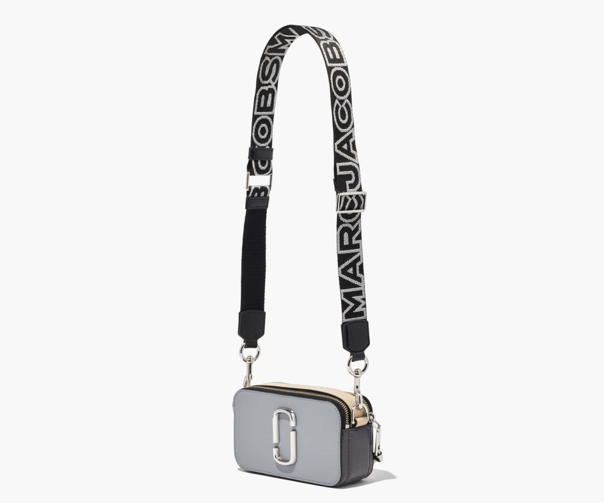 Marc Jacobs Thin Outline Logo Webbing Páskové Černé Stříbrné | KVSDA4189