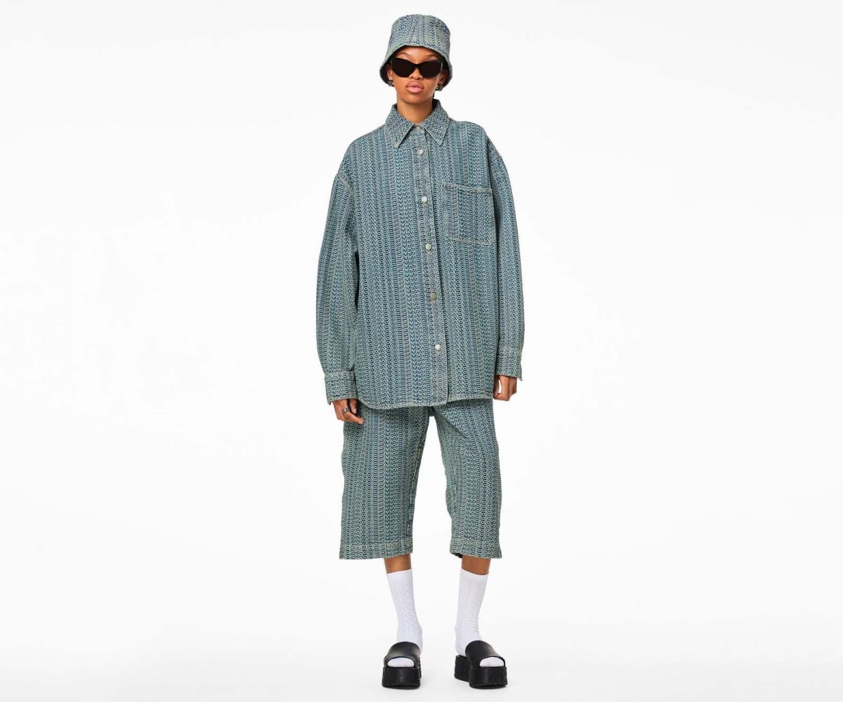 Marc Jacobs Washed Monogram Oversized Denim Krátké Oranžové Blankyt | MFVZE8320