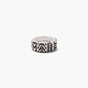 Marc Jacobs Monogram Engraved Ring Stříbrné | NOSPF7584