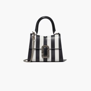 Marc Jacobs Pruhovaný St. Marc Mini Top Handle Černé Bílé | CWDOX7540